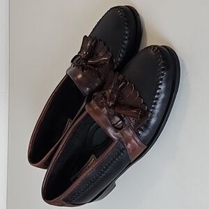 J Murphy Soft Supple Leather Uppers & Soles Black & Brown Tassel Loafers 10N